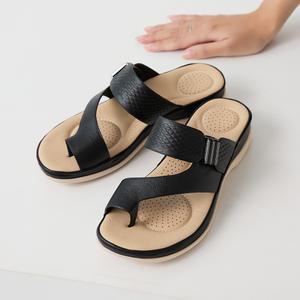 소가죽 나벨 전체쿠션 젤리 슬리퍼 3.5cm