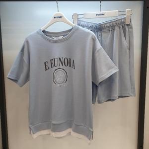 HC33 5부쿨 레이어드 세트 여름,반팔,반바지,세트,하늘색,귀여운,시원한,상하