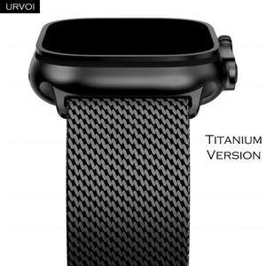 Apple Watch Ultra 2 1 시리즈 10 9 8 7 용 URVOI 티타늄 밀라노 루프 iWatch 낙하산 버클 용 천연 블랙 밴드 메쉬 스트랩