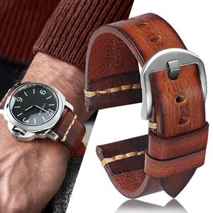 Panerai Tudor Rudder Biwan Bronze Breitling 이탈리아 소 가죽 시계 밴드 용 20mm 22mm 24mm 수제 스트랩