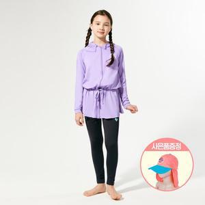 [베이직엘르][본사] 베이직엘르 여아동 롱 집업 래쉬가드 워터레깅스 세트 BEG-V601P