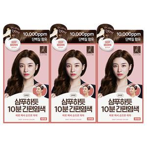 엘라스틴 샴푸하듯 10분간편 염색약 짙은갈색, 80g, 3개