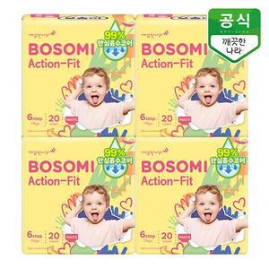 보솜이 액션핏 팬티 기저귀 공용 점보형 20개입 x 4팩 [추가증정]