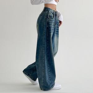 (S~L/4colors) 사이드핀턱 또또단추 벌룬핏 와이드 스냅 데님 롱 팬츠 H356 옆핀턱또또데님