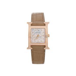 [엘러브]  H아워 PM 18K 로즈골드 다이아몬드베젤 화이트판 5HA0155