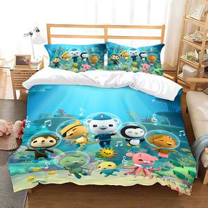 이불 Octonauts 만화 베개 커버 침구 세트 성인 소년 소녀 침실 장식 선물 싱글 더블 대형