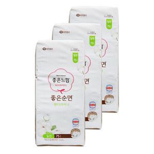 유한킴벌리 좋은느낌 좋은순면 데일리 팬티라이너 생리대 일반 75개입 3개