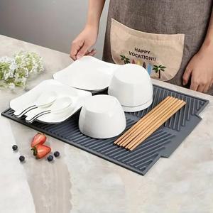 1PC 실리콘 배수 패드 건식 매트 냄비 주방 식기 용 접시 미끄럼 Anti-scald Coaster