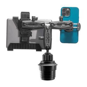 iBOLT 탭독 플러스 모토-바이스 듀얼 태블릿 및 휴대폰 컵 홀더 마운트 - 7-10인치 모든 휴대폰용 1인치/25mm/B 사이즈 볼 조인트 포함