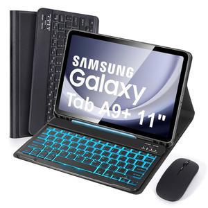 삼성 갤럭시 탭 A9+ / A9 플러스 11인치 2023 (SM-X210/X215/X216/X218)용 마우스 포함 SOPPY 백라이트 키보드 케이스, 11인치, 블랙용 탈착식 무선 슬림 커버