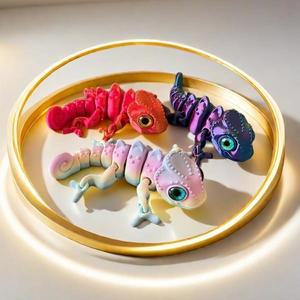 10cm 3D 인쇄 카멜레온 피규어 멀티 조인트 이동식 시뮬레이션 눈 홈 액세서리 어린이 장난감 선물 생활 인