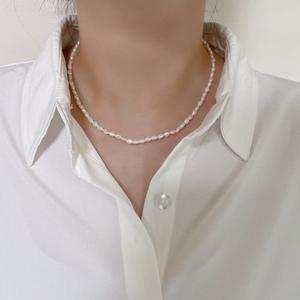 [기타]3mm 담수 진주 목걸이 밥풀진주 밥풀 초커 여성 패션목걸이  0985