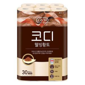쌍용씨앤비 코디 웰빙황토 롤화장지 3겹 27m 30롤