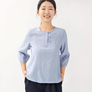 링클주름 실키인견 반오픈 7부 블라우스 생활한복 3252