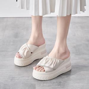 통굽슬리퍼 사무실 웨지 키높이 8cm 데일리  따뜻한 층간소음