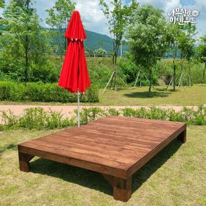 미엔우드 야외 원목 평상 실내 원목 테이블 데크 야외용 평상 정자 DIY 조립식 무도색 월넛색 주문제작