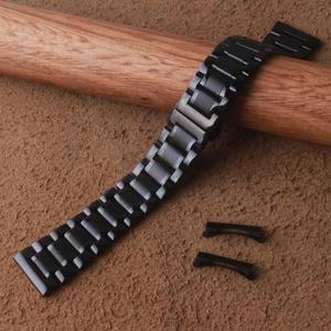 스테인레스 스틸 시계 밴드 블랙 19MM 20MM 24mm, 메탈 스트랩 손목 팔찌 솔리드 링크 곡선 끝 남성용