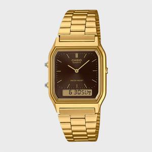 CASIO 카시오 AQ-230GA-5A 골드 빈지티 레트로 아날로그 손목시계
