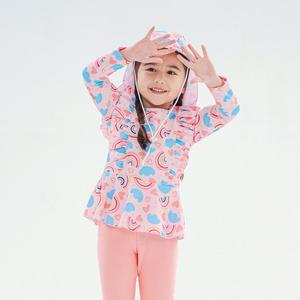 [아이스샌드](의정부점)키즈 유아 여아동 래쉬가드 플랩캡 수영복세트 BR-355101