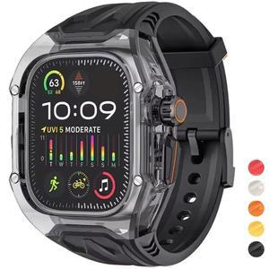 Apple Watch 용 투명 수정 키트 9 8 7 IWatch 시리즈 44 40mm 6 5 4 SE 고무 밴드 Refit Mod 용 45mm 41mm 스트랩 케이스