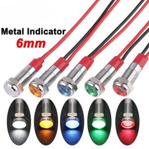 6mm LED 금속 표시 등 방수 전원 신호 램프 DC3V/5V/6V/12V/24V/AC220V 빨간색 노란색 파란색 흰색 녹색