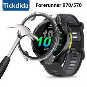 Garmin Forerunner 970 570 용 강화 유리 + 케이스 47mm 화면 보호기 프레임 범퍼 커버