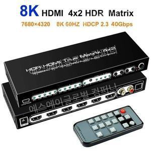 8K 4X2 HDMI 매트릭스 4in2 Out 2.1 비디오 스위처 분배기 광학 오디오 출력 4K 120Hz