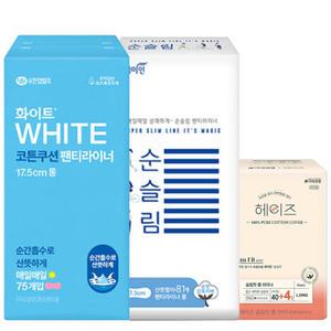 팬티라이너 롱 4팩 176매 헤이즈, 화이트, 좋은느낌, 바디피트, 순슬림