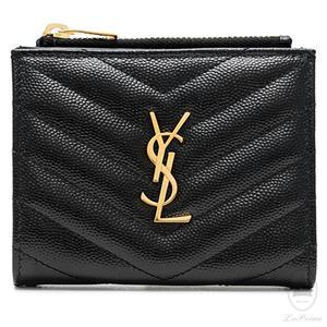 [롯데백화점]생로랑 라프리마 [SAINT LAURENT] 생로랑 모노그램 캐비어 반지갑 575879-BOW01-1000