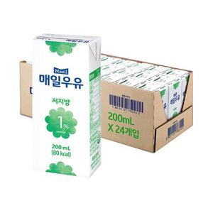 [소비기한 임박] 매일우유 멸균 저지방 1%, 200ml, 24개