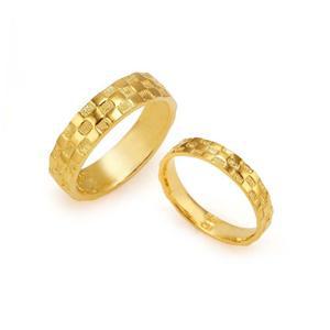 갤러리아 여자 남자 순금 반지 체크 패턴 커플링 24K 11.25g