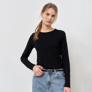 WOMAN 슬림 크루넥 롱 슬리브 티 [BLACK] / WBE1L01502