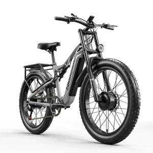 Shengmilo S600 성인용 전기 자전거, 모터 2 개, 48V, 17.5 AH840WH 배터리, 26 인치 와이드 타이어, 남성