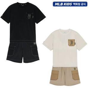 갤러리아 [MLB키즈] 베이직 스트릿 우븐 반팔 반바지 세트(7ATSB0853/7ASMB0353)