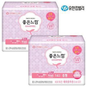 [기타]좋은느낌 에어핏쿠션 맥시슬림 중형 날개 14개입x2팩
