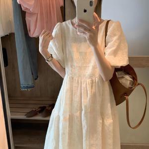 펀칭레이스원피스 흰색원피스 면롱원피스 퍼프소매 TS802