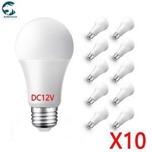 10 개 세트 LED 전구 DC 12V 램프 E27 빛 Lampada 3W 5W 7W 12W Bombillas Led 조명 볼트 저전압