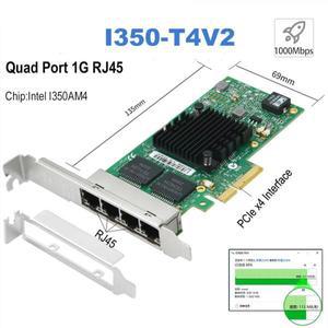 Intel I350-T4V2 PCIe x4 - 4 포트 기가비트 이더넷 네트워크 카드 쿼드 Rj45 서버 내부 Nic 10/100/1000mb