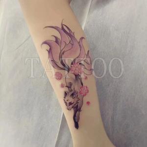 색상 9 꼬리 여우 방수 임시 타투 스티커 패션 꽃 팔 아트 여성  Tatuajes Temporales