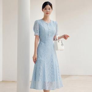 XXL까지) 솔리에르 진주버튼 레이스 자수 원피스 여름 세레머니 하객룩 오피스룩 모임룩 격식룩 빅사이즈