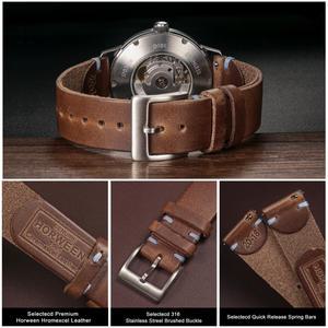 Horween 수제 크롬 셀 가죽 시계 밴드 천연 블루 스티치 가죽 스트랩 18mm 19mm 21mm 20mm 22mm