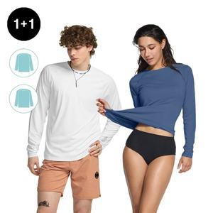 [테슬라][1+1] 커플 긴팔 래쉬가드 비치웨어 스윔셔츠 세트