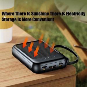 50000mAh 태양광 보조베터리 내장 케이블 고속 충전기 2 USB 포트 외부 LED 라이트 For iphone 호환 Xiaomi