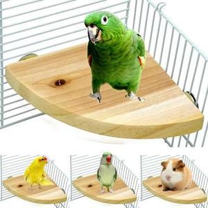 앵무새 새 나무 잠자리 스탠드 플랫폼 직사각형 팬 모양의 선반 보드 햄스터 Gerbil Rat Cage 새장 용품