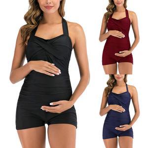 여성 Maternity Swimwear Pregnant One-Piece Plus SizeSwimsuit Solid Bikinis Swimsuit Beachwear Ruffle