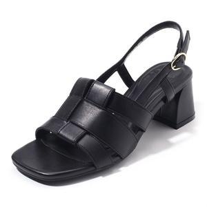 갤러리아 세라 여성 소가죽 스퀘어 스트랩 슬링백 샌들힐 C23S418 블랙 6.5CM