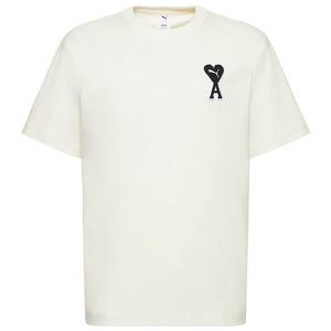 아미 푸마 드 꾀흐 하트 더블 로고 패치 오프화이트 코튼 티셔츠 535992 75