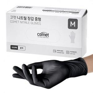 코멧 니트릴장갑 블랙, 중(M), 200개입, 1개 one option