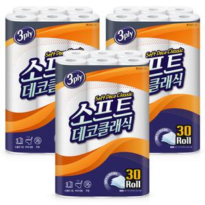 코디 화장지 소프트 데코 클래식 25M X 30롤 3개