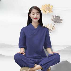 명상복 상하세트 기도복 수련복 태극권 무술복 요가 면마 동양 긴팔 승려복